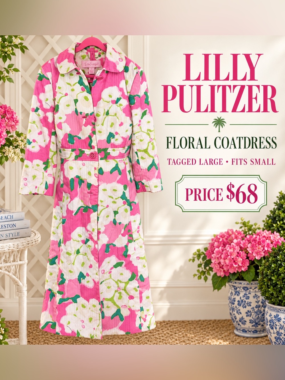 Lilly Pulitzer Pink Floral Button-Front Coat